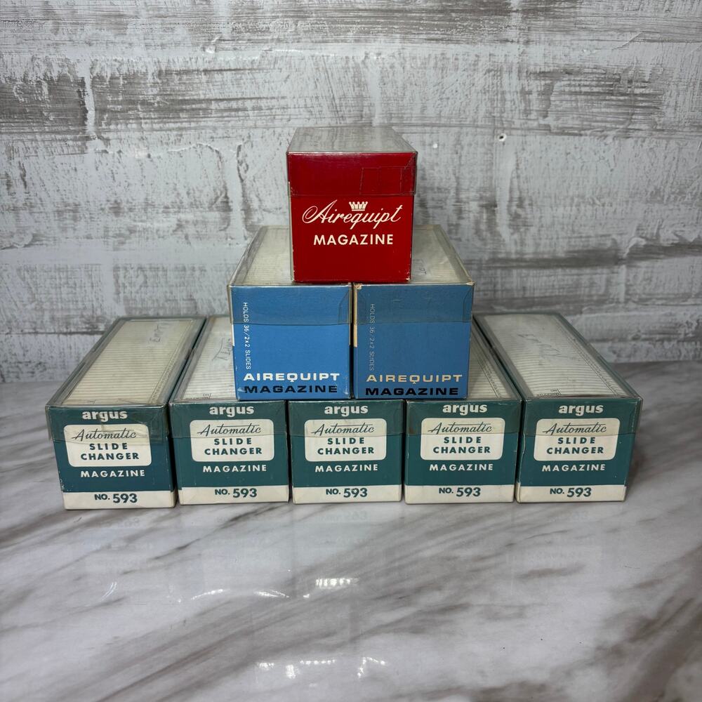 Vintage Airequipt Argus 35mm Slide Projector Magazines Empty Lot of 8